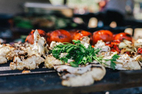 Constanza Miranda Grill Food Vegetables Colors White Red Cauliflower Parsley Tomato Onion Pepper Green