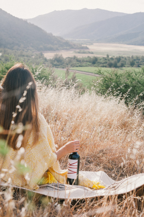 Constanza Miranda landscape outdoor picnic product Bottle artistic shots valley nature woman poncho VIK ruana