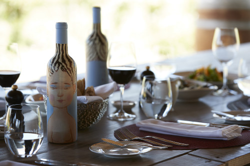 Gabriel Schkolnick Food La Piu Belle Wine Glass Plate Pepper Water Bottle Fork Knife Napkin Salad Green cutlery USA China