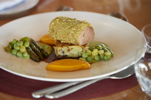 Gabriel Schkolnick plate asparagus cutlery table chickpeas