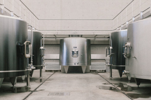 Interior Constanza Miranda production facilities steel tanks