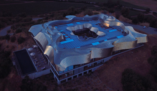 Joaquín Rivas VIK Hotel exterior top view roof architecture swimming pool sunshade roof