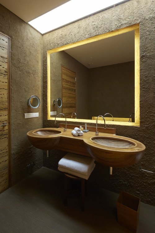 Chile Suite VIK Hotel interior rooms bathroom double door sink towels mirror