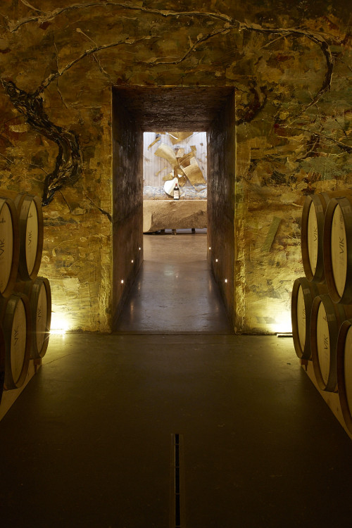 Interior Barrels Room wood VIK production facilities walls lights architecture bottle stone table sculpture product