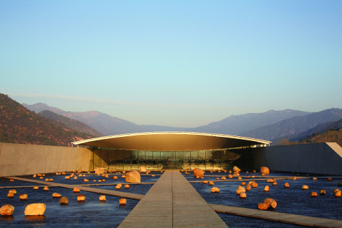 Exterior Cristóbal Palma  Sloping Plaza mountains rocks landscape blue sky  footpath water path  architecture