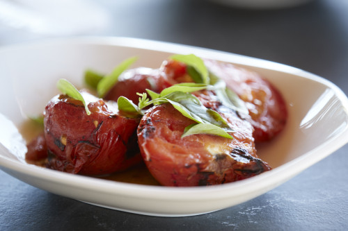Tomatoes green plate table food vegetables
