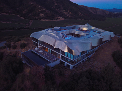 Joaquín Rivas VIK Hotel exterior top view roof architecture swimming pool sunshade roof