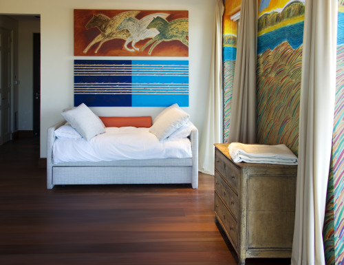 Estancia VIK Jose Ignacio Uruguay Barea Suite sofa bed cushions pillows paintings chest drawers curtains