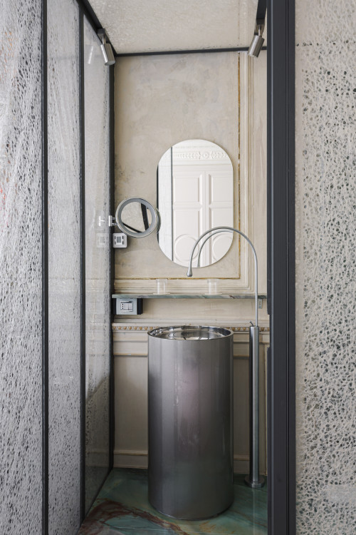 Galleria VIK Milano Italy Palace Rooms Suites 206 Elena Monzo  paintings bathroom sink mirror glass light