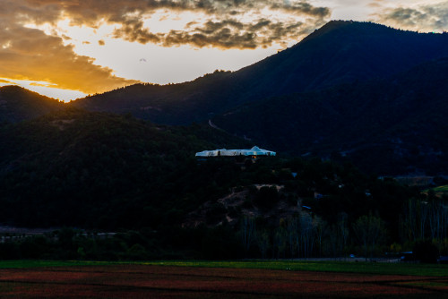 VIK Hotel exterior bush trees sky clouds red  landscape nature mountains  sunset