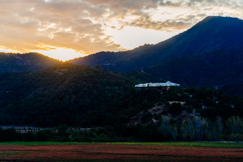 VIK Hotel exterior bush trees sky clouds  red landscape nature mountains  sunset