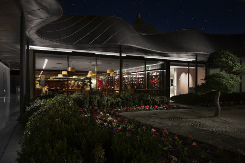 VIK Hotel Zen Garden exterior Karesansui courtyard night sky restaurant Milla Milla Juan Pablo Jaramillo flowers Chile