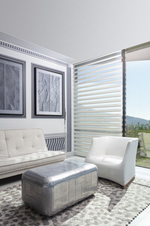 Interior VIK Hotel Rooms window  sofa lamp Gabler's Grisaille paintings  Suite Chile  carpet Juan Pablo Jaramillo
