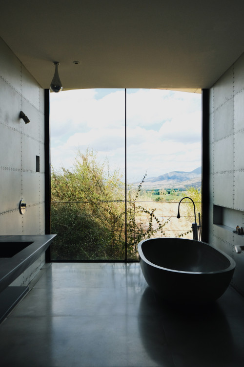 Fernando Farfan 2022 Interior VIK Hotel Rooms window view landscape mountains Guest Suite Chile bathroom tub Chile