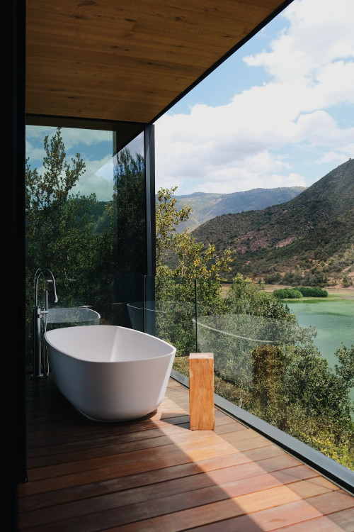 Fernando Farfan 2022 Interior VIK Hotel Rooms window view landscape mountains Guest Suite Chile bathroom tub Chile