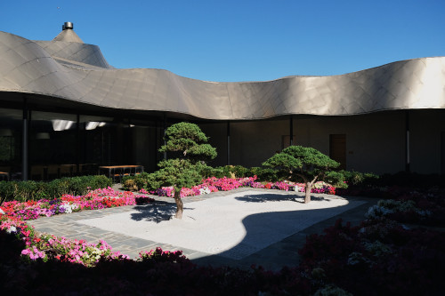 Fernando Farfan 2022 VIK Hotel Milla Milla Restaurant Zen garden flowers exterior Karesansui courtyard roof Chile